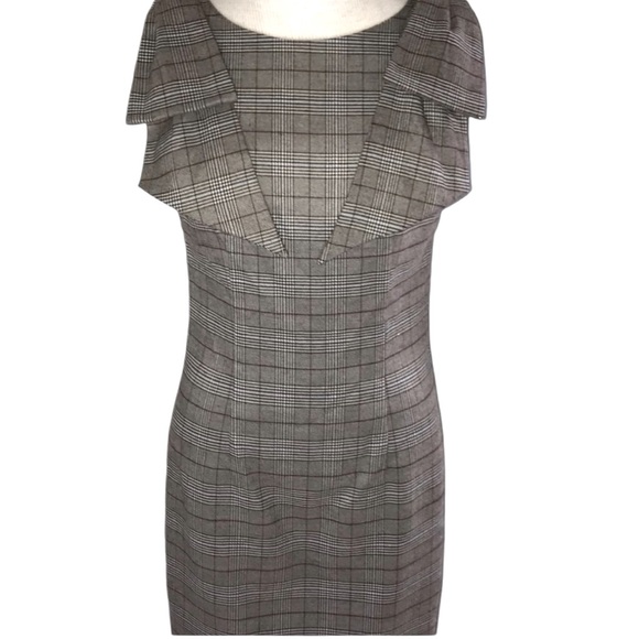 Laundry by Shelli Segal Menswear-Print Bow-Shoulder Dress Sz 4 - Picture 4 of 8